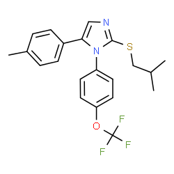 ChemSpider 2D Image | 2-(Isobutylsulfanyl)-5-(4-methylphenyl)-1-[4-(trifluoromethoxy)phenyl]-1H-imidazole | C21H21F3N2OS