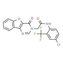 ChemSpider 2D Image | N-[4-Chloro-2-(trifluoromethyl)phenyl]-2-(4-oxo[1]benzofuro[3,2-d]pyrimidin-3(4H)-yl)acetamide | C19H11ClF3N3O3