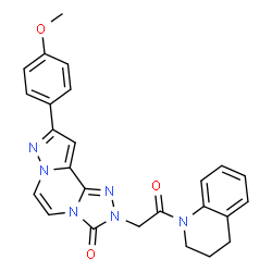 ChemSpider 2D Image | 2-[2-(3,4-Dihydro-1(2H)-quinolinyl)-2-oxoethyl]-9-(4-methoxyphenyl)pyrazolo[1,5-a][1,2,4]triazolo[3,4-c]pyrazin-3(2H)-one | C25H22N6O3