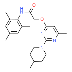ChemSpider 2D Image | N-Mesityl-2-{[6-methyl-2-(4-methyl-1-piperidinyl)-4-pyrimidinyl]oxy}acetamide | C22H30N4O2