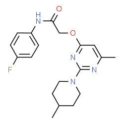 ChemSpider 2D Image | N-(4-Fluorophenyl)-2-{[6-methyl-2-(4-methyl-1-piperidinyl)-4-pyrimidinyl]oxy}acetamide | C19H23FN4O2