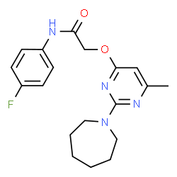 ChemSpider 2D Image | 2-{[2-(1-Azepanyl)-6-methyl-4-pyrimidinyl]oxy}-N-(4-fluorophenyl)acetamide | C19H23FN4O2