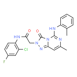 ChemSpider 2D Image | N-(2-Chloro-4-fluorophenyl)-2-{7-methyl-5-[(2-methylphenyl)amino]-3-oxo[1,2,4]triazolo[4,3-c]pyrimidin-2(3H)-yl}acetamide | C21H18ClFN6O2