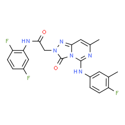 ChemSpider 2D Image | N-(2,5-Difluorophenyl)-2-{5-[(4-fluoro-3-methylphenyl)amino]-7-methyl-3-oxo[1,2,4]triazolo[4,3-c]pyrimidin-2(3H)-yl}acetamide | C21H17F3N6O2