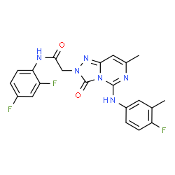 ChemSpider 2D Image | N-(2,4-Difluorophenyl)-2-{5-[(4-fluoro-3-methylphenyl)amino]-7-methyl-3-oxo[1,2,4]triazolo[4,3-c]pyrimidin-2(3H)-yl}acetamide | C21H17F3N6O2