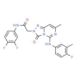 ChemSpider 2D Image | N-(3,4-Difluorophenyl)-2-{5-[(4-fluoro-3-methylphenyl)amino]-7-methyl-3-oxo[1,2,4]triazolo[4,3-c]pyrimidin-2(3H)-yl}acetamide | C21H17F3N6O2