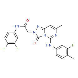 ChemSpider 2D Image | N-(3,4-Difluorophenyl)-2-{5-[(3-fluoro-4-methylphenyl)amino]-7-methyl-3-oxo[1,2,4]triazolo[4,3-c]pyrimidin-2(3H)-yl}acetamide | C21H17F3N6O2
