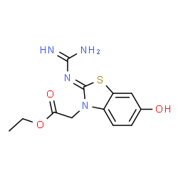 ChemSpider 2D Image | Ethyl [(2Z)-2-(carbamimidoylimino)-6-hydroxy-1,3-benzothiazol-3(2H)-yl]acetate | C12H14N4O3S