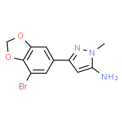 ChemSpider 2D Image | 3-(7-Bromo-1,3-benzodioxol-5-yl)-1-methyl-1H-pyrazol-5-amine | C11H10BrN3O2