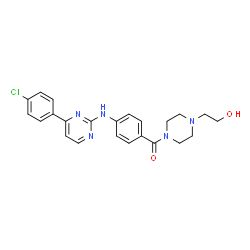 ChemSpider 2D Image | (4-{[4-(4-Chlorophenyl)-2-pyrimidinyl]amino}phenyl)[4-(2-hydroxyethyl)-1-piperazinyl]methanone | C23H24ClN5O2