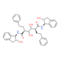 ChemSpider 2D Image | (2S,3R,4R,5S)-3,4-Dihydroxy-N,N'-bis[(1R,2R)-2-hydroxy-2,3-dihydro-1H-inden-1-yl]-2,5-bis(2-phenylethyl)hexanediamide | C40H44N2O6