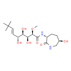 ChemSpider 2D Image | (2R,3S,4R,5R,6E)-3,4,5-Trihydroxy-N-[(3R,6R)-6-hydroxy-2-oxo-3-azepanyl]-2-methoxy-8,8-dimethyl-6-nonenamide | C18H32N2O7