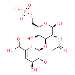 ChemSpider 2D Image | 2-Acetamido-2-deoxy-3-O-(4-deoxy-alpha-L-threo-hex-4-enopyranuronosyl)-6-O-sulfo-D-galactopyranose | C14H21NO14S