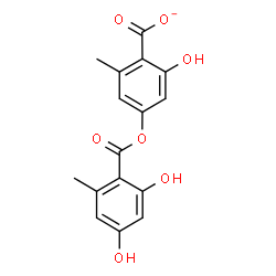 ChemSpider 2D Image | 4-[(2,4-Dihydroxy-6-methylbenzoyl)oxy]-2-hydroxy-6-methylbenzoate | C16H13O7