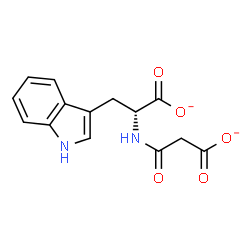 ChemSpider 2D Image | (2R)-2-[(Carboxylatoacetyl)amino]-3-(1H-indol-3-yl)propanoate | C14H12N2O5