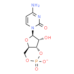 ChemSpider 2D Image | (4aR,6R,7R,7aS)-6-(4-Amino-2-oxo-1(2H)-pyrimidinyl)-7-hydroxytetrahydro-4H-furo[3,2-d][1,3,2]dioxaphosphinin-2-olate 2-oxide | C9H11N3O7P