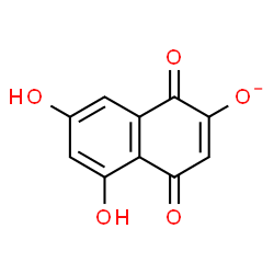 ChemSpider 2D Image | 5,7-Dihydroxy-1,4-dioxo-1,4-dihydro-2-naphthalenolate | C10H5O5
