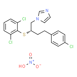 ChemSpider 2D Image | 1-{(2S)-4-(4-Chlorophenyl)-2-[(2,6-dichlorophenyl)sulfanyl]butyl}-1H-imidazole nitrate (1:1) | C19H18Cl3N3O3S