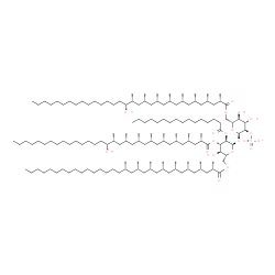 ChemSpider 2D Image | 6-O-[(2S,4S,6S,8S,10R,12R,14R,16R,17R)-17-Hydroxy-2,4,6,8,10,12,14,16-octamethyldotriacontanoyl]-2-O-sulfonato-alpha-D-glucopyranosyl 3-O-[(2S,4S,6S,8S,10R,12R,14R,16R,17R)-17-hydroxy-2,4,6,8,10,12,14
,16-octamethyldotriacontanoyl]-6-O-[(2S,4S,6S,8S,10S,12S,14S,16S)-2,4,6,8,10,12,14,16-octamethyldotriacontanoyl]-2-O-palmitoyl-alpha-D-glucopyranoside | C148H285O20S