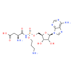 ChemSpider 2D Image | (3-aminopropyl)(L-aspartyl-1-amino)phosphoryl-5'-adenosine | C17H27N8O9P