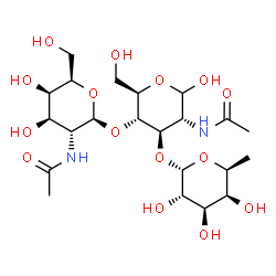 ChemSpider 2D Image | beta-D-GalpNAc-(1->4)-[alpha-L-Fucp-(1->3)]-D-GlcpNAc | C22H38N2O15