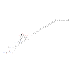 ChemSpider 2D Image | (14S,17R,20R)-14-{[(4R)-4-{[(2S)-2-{[(2R)-2-{[(2R,3R,4R,5S,6R)-3-Acetamido-5-{[(2S,3R,4R,5S,6R)-3-acetamido-4,5-dihydroxy-6-(hydroxymethyl)tetrahydro-2H-pyran-2-yl]oxy}-6-(hydroxymethyl)-2-({[({[(2Z,6
Z,10Z,14Z,18Z,22Z,26Z,30Z,34E,38E)-3,7,11,15,19,23,27,31,35,39,43-undecamethyl-2,6,10,14,18,22,26,30,34,38,42-tetratetracontaundecaen-1-yl]oxy}phosphinato)oxy]phosphinato}oxy)tetrahydro-2H-pyran-4-yl]
oxy}propanoyl]amino}propanoyl]amino}-5-amino | C100H164N12O28P2