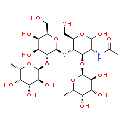 ChemSpider 2D Image | alpha-L-Fucp-(1->2)-beta-D-Galp-(1->4)-[alpha-L-Fucp-(1->3)]-D-GlcpNAc | C26H45NO19