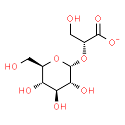 ChemSpider 2D Image | (2R)-2-(alpha-D-Glucopyranosyloxy)-3-hydroxypropanoate | C9H15O9