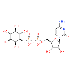 ChemSpider 2D Image | 5'-O-{[({[(1R,2S,3R,4R,5S,6S)-2,3,4,5,6-Pentahydroxycyclohexyl]oxy}phosphinato)oxy]phosphinato}cytidine | C15H23N3O16P2