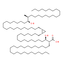 ChemSpider 2D Image | (2R)-2-[(1R)-1-Hydroxy-16-{(1S,2R)-2-[(19S,20S)-19-hydroxy-20-methyloctatriacontyl]cyclopropyl}hexadecyl]hexacosanoic acid | C84H166O4