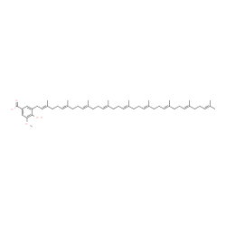 ChemSpider 2D Image | 4-Hydroxy-3-methoxy-5-[(2E,6E,10E,14E,18E,22E,26E,30E)-3,7,11,15,19,23,27,31,35-nonamethyl-2,6,10,14,18,22,26,30,34-hexatriacontanonaen-1-yl]benzoate | C53H79O4