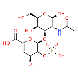 ChemSpider 2D Image | 4-deoxy-Delta(4)-beta-D-GlcpA2S-(1->3)-beta-D-GalpNAc | C14H21NO14S