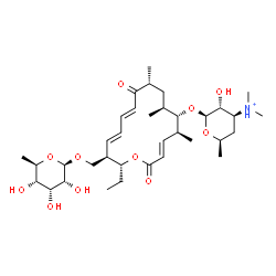 ChemSpider 2D Image | [(2R,3R,4E,6E,9R,11S,12S,13S,14E)-2-Ethyl-9,11,13-trimethyl-8,16-dioxo-12-{[3,4,6-trideoxy-3-(dimethylammonio)-beta-D-xylo-hexopyranosyl]oxy}oxacyclohexadeca-4,6,14-trien-3-yl]methyl 6-deoxy-beta-D-al
lopyranoside | C35H58NO11