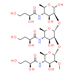 ChemSpider 2D Image | 4,6-dideoxy-4-(3-deoxy-L-glycero-tetronamido)-alpha-D-Manp2Me-(1->2)-4,6-dideoxy-4-(3-deoxy-L-glycero-tetronamido)-alpha-D-Manp-(1->2)-4,6-dideoxy-4-(3-deoxy-L-glycero-tetronamido)-alpha-D-Manp | C31H55N3O19