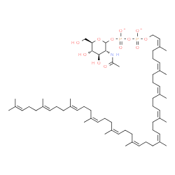 ChemSpider 2D Image | 2-Acetamido-2-deoxy-1-O-{[({[(2Z,6Z,10Z,14Z,18Z,22Z,26Z,30Z,34E,38E)-3,7,11,15,19,23,27,31,35,39,43-undecamethyl-2,6,10,14,18,22,26,30,34,38,42-tetratetracontaundecaen-1-yl]oxy}phosphinato)oxy]phosphi
nato}-D-glucopyranose | C63H103NO12P2