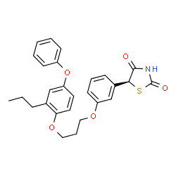 ChemSpider 2D Image | (5S)-5-{3-[3-(4-Phenoxy-2-propylphenoxy)propoxy]phenyl}-1,3-thiazolidine-2,4-dione | C27H27NO5S