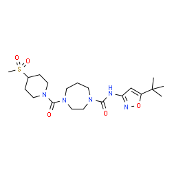 ChemSpider 2D Image | N-[5-(2-Methyl-2-propanyl)-1,2-oxazol-3-yl]-4-{[4-(methylsulfonyl)-1-piperidinyl]carbonyl}-1,4-diazepane-1-carboxamide | C20H33N5O5S