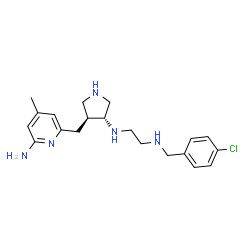 ChemSpider 2D Image | N-{(3R,4S)-4-[(6-Amino-4-methyl-2-pyridinyl)methyl]-3-pyrrolidinyl}-N'-(4-chlorobenzyl)-1,2-ethanediamine | C20H28ClN5