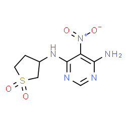 ChemSpider 2D Image | N4-(1,1-dioxo-3-thiolanyl)-5-nitropyrimidine-4,6-diamine | C8H11N5O4S