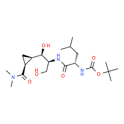 ChemSpider 2D Image | N-{(1R,2S)-1-[(1R,2S)-2-(Dimethylcarbamoyl)cyclopropyl]-1,3-dihydroxy-2-propanyl}-N~2~-{[(2-methyl-2-propanyl)oxy]carbonyl}-L-leucinamide | C20H37N3O6