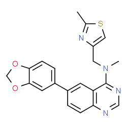 ChemSpider 2D Image | 6-(1,3-benzodioxol-5-yl)-N-methyl-N-[(2-methyl-4-thiazolyl)methyl]-4-quinazolinamine | C21H18N4O2S