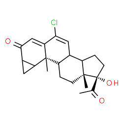 ChemSpider 2D Image | (1S,8bR,8cR,10aR)-1-Acetyl-5-chloro-1-hydroxy-8b,10a-dimethyl-2,3,3a,3b,7a,8,8a,8b,8c,9,10,10a-dodecahydrocyclopenta[a]cyclopropa[g]phenanthren-7(1H)-one | C22H27ClO3