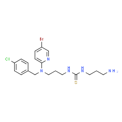 ChemSpider 2D Image | 1-(3-Aminopropyl)-3-{3-[(5-bromo-2-pyridinyl)(4-chlorobenzyl)amino]propyl}thiourea | C19H25BrClN5S
