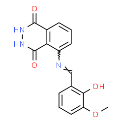 ChemSpider 2D Image | 5-[(E)-(2-Hydroxy-3-methoxybenzylidene)amino]-2,3-dihydro-1,4-phthalazinedione | C16H13N3O4