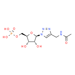 ChemSpider 2D Image | 4-(Acetamidomethyl)-1-(5-O-phosphono-beta-D-ribofuranosyl)-1H-1,2,3-triazole | C10H17N4O8P