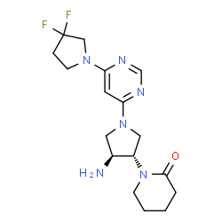 ChemSpider 2D Image | 1-{(3S,4S)-4-Amino-1-[6-(3,3-difluoro-1-pyrrolidinyl)-4-pyrimidinyl]-3-pyrrolidinyl}-2-piperidinone | C17H24F2N6O