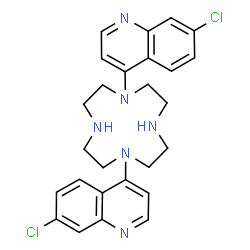 ChemSpider 2D Image | 4,4'-(1,4,7,10-Tetraazacyclododecane-1,7-diyl)bis(7-chloroquinoline) | C26H28Cl2N6