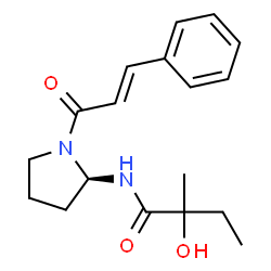 ChemSpider 2D Image | 2-Hydroxy-2-methyl-N-{(2R)-1-[(2E)-3-phenyl-2-propenoyl]-2-pyrrolidinyl}butanamide | C18H24N2O3