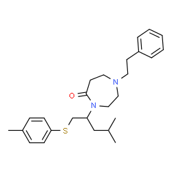ChemSpider 2D Image | 4-{4-Methyl-1-[(4-methylphenyl)sulfanyl]-2-pentanyl}-1-(2-phenylethyl)-1,4-diazepan-5-one | C26H36N2OS