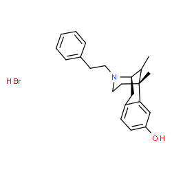 ChemSpider 2D Image | (1R,9R)-1,13-Dimethyl-10-(2-phenylethyl)-10-azatricyclo[7.3.1.0~2,7~]trideca-2,4,6-trien-4-ol hydrobromide (1:1) | C22H28BrNO